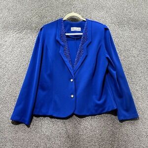 VTG Pablo Collection Blazer Jacket Women 16 Blue Two Button Office Made In USA